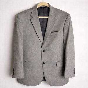 Jos A Bank Gray Silk & Camel Hair Herringbone Sport Coat, 44R
